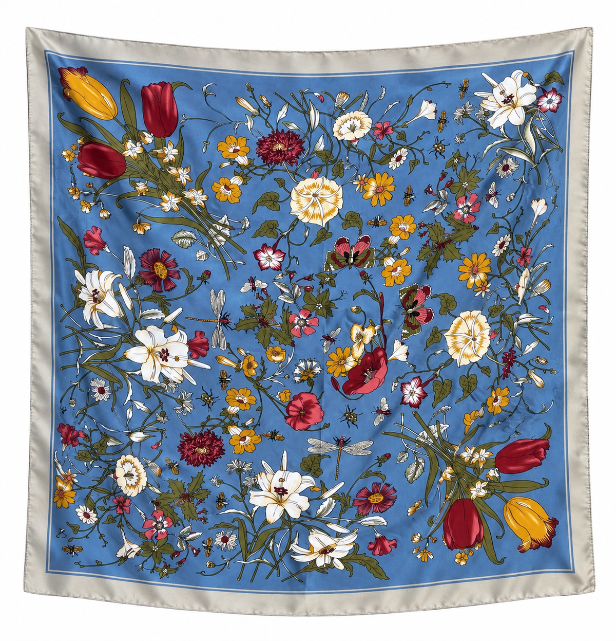 Blue Botanical 27.5 inch square scarf