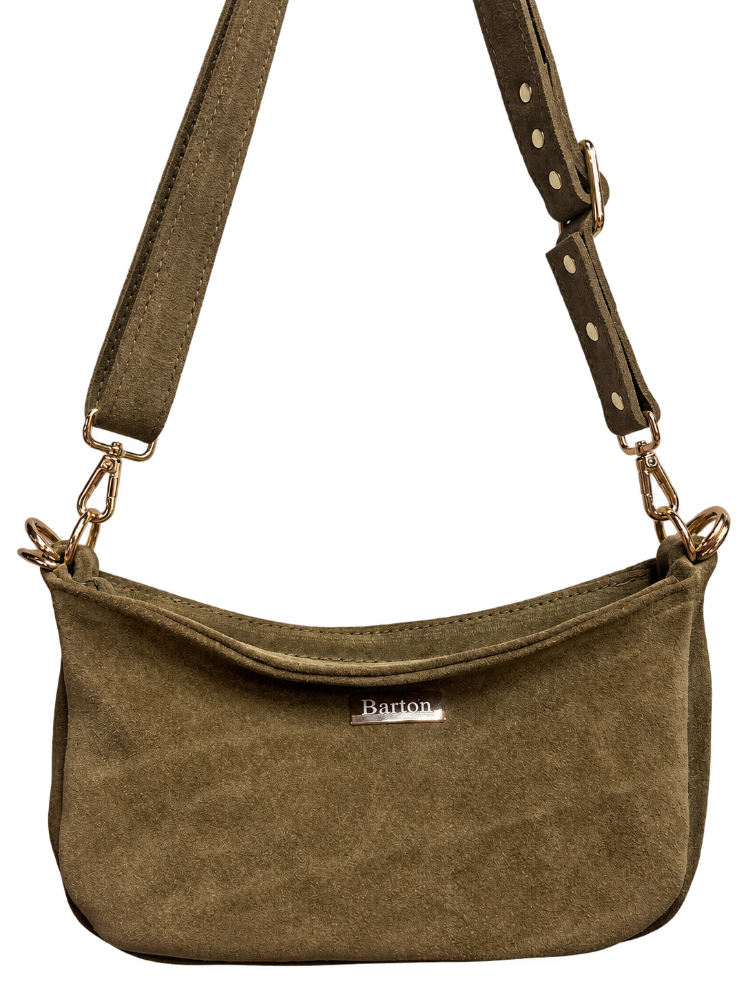 Olive suede scarf bag front