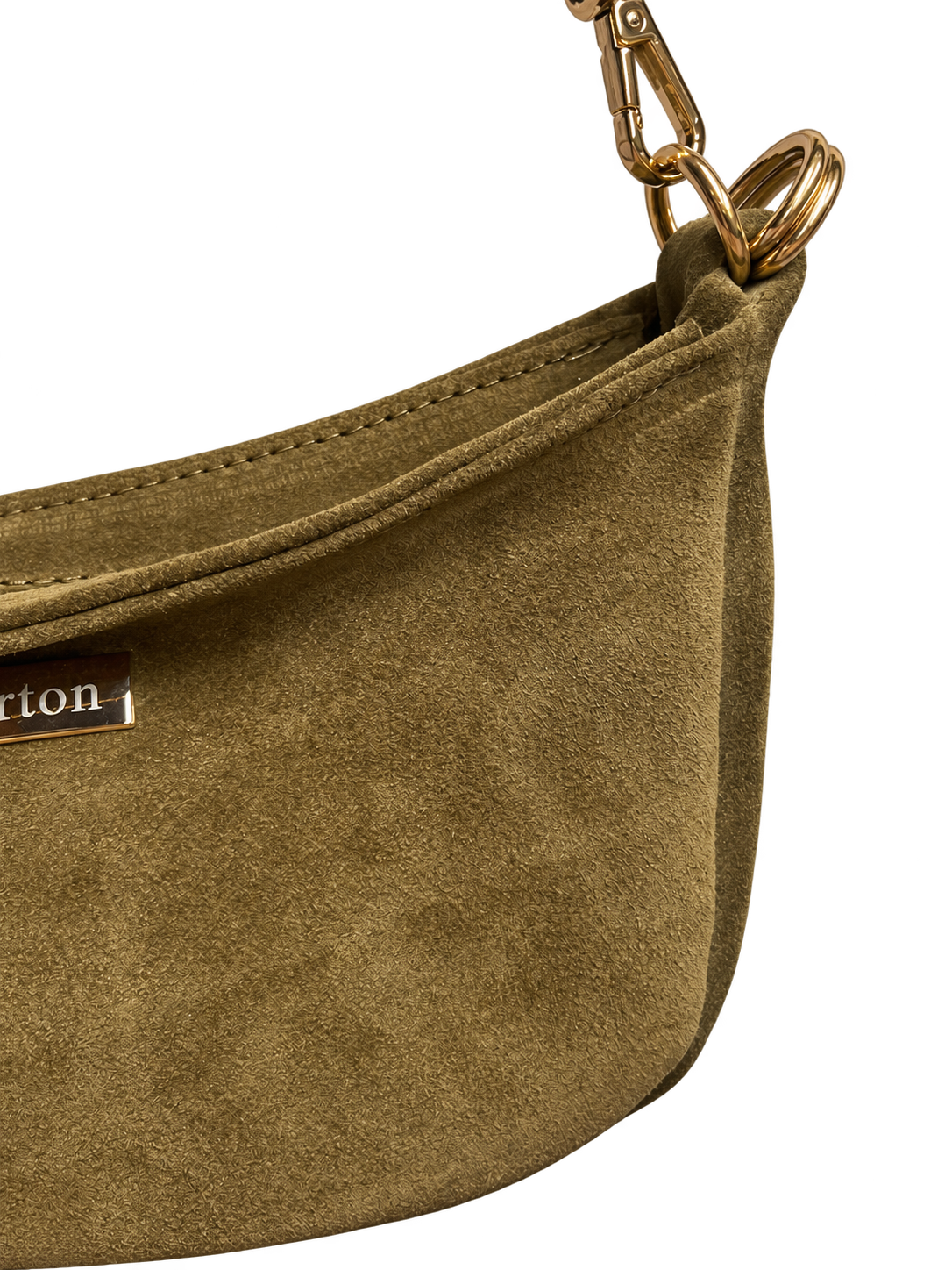 Olive suede scarf bag suede detail