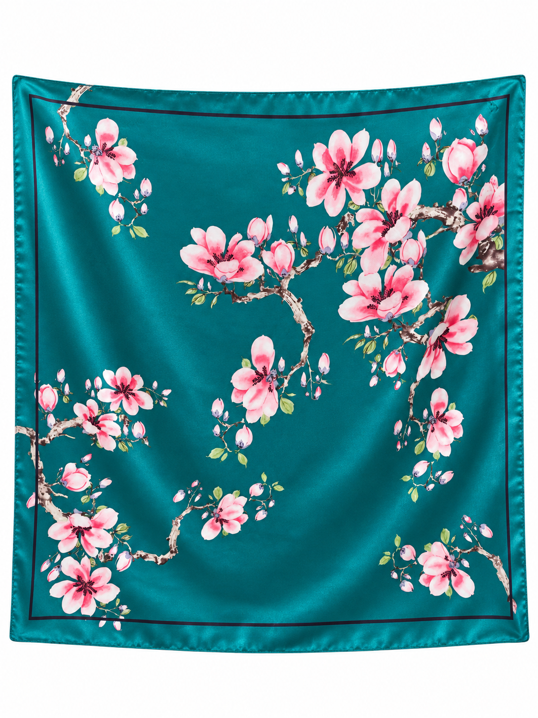 Teal Blossom 36 inch square scarf